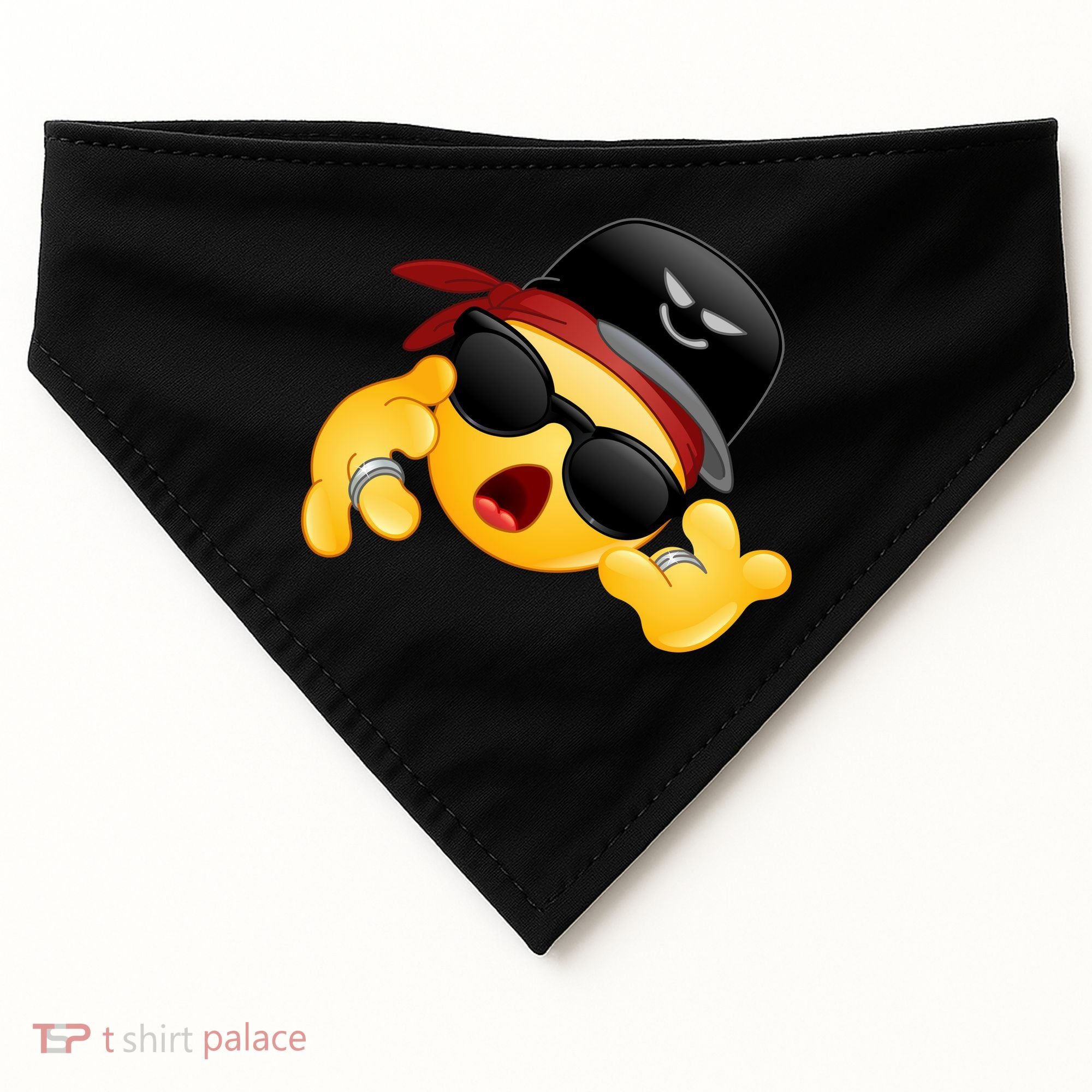 Gangster Emoji Smiley USA-Made Doggie Bandana