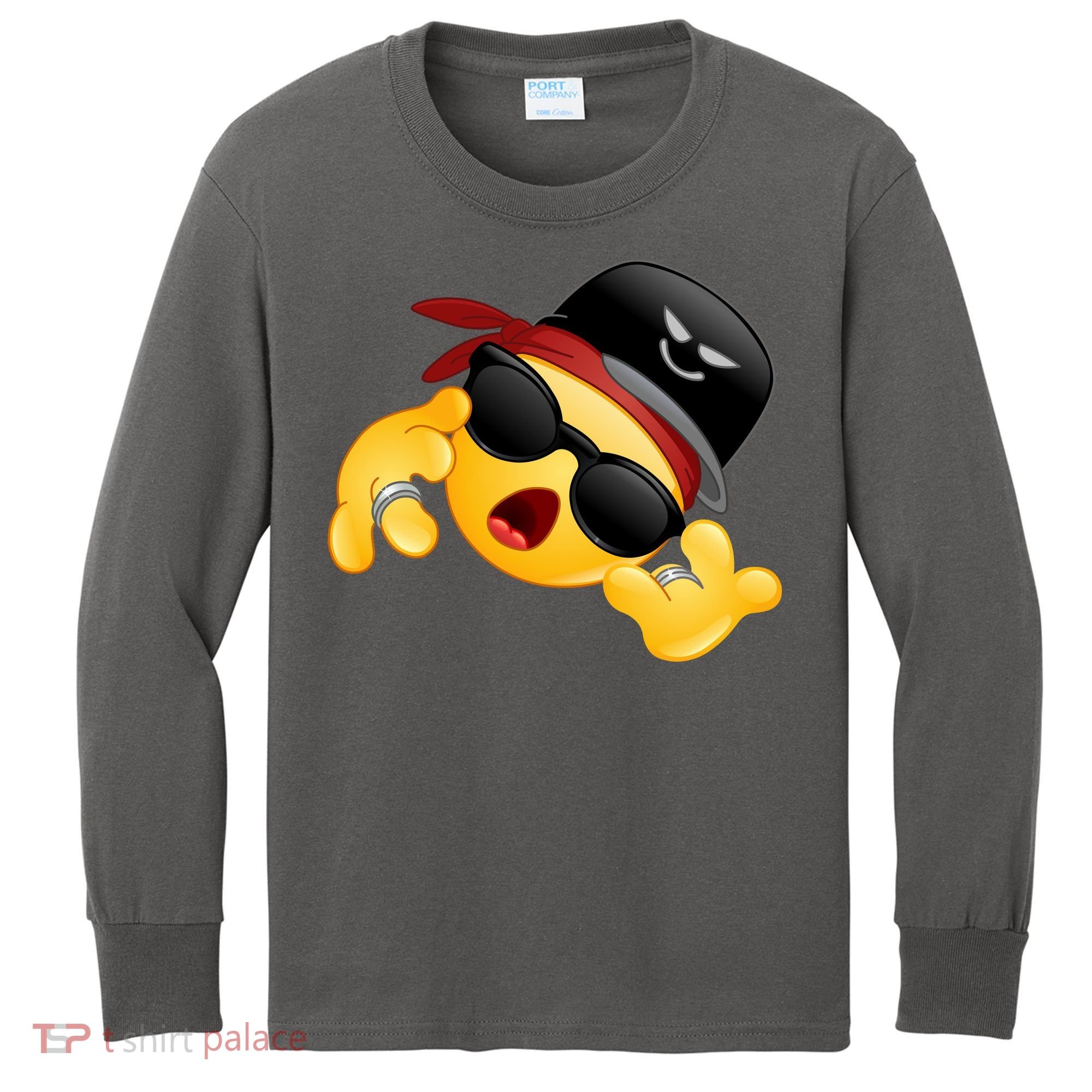 Gangster Emoji Smiley Kids Long Sleeve Shirt