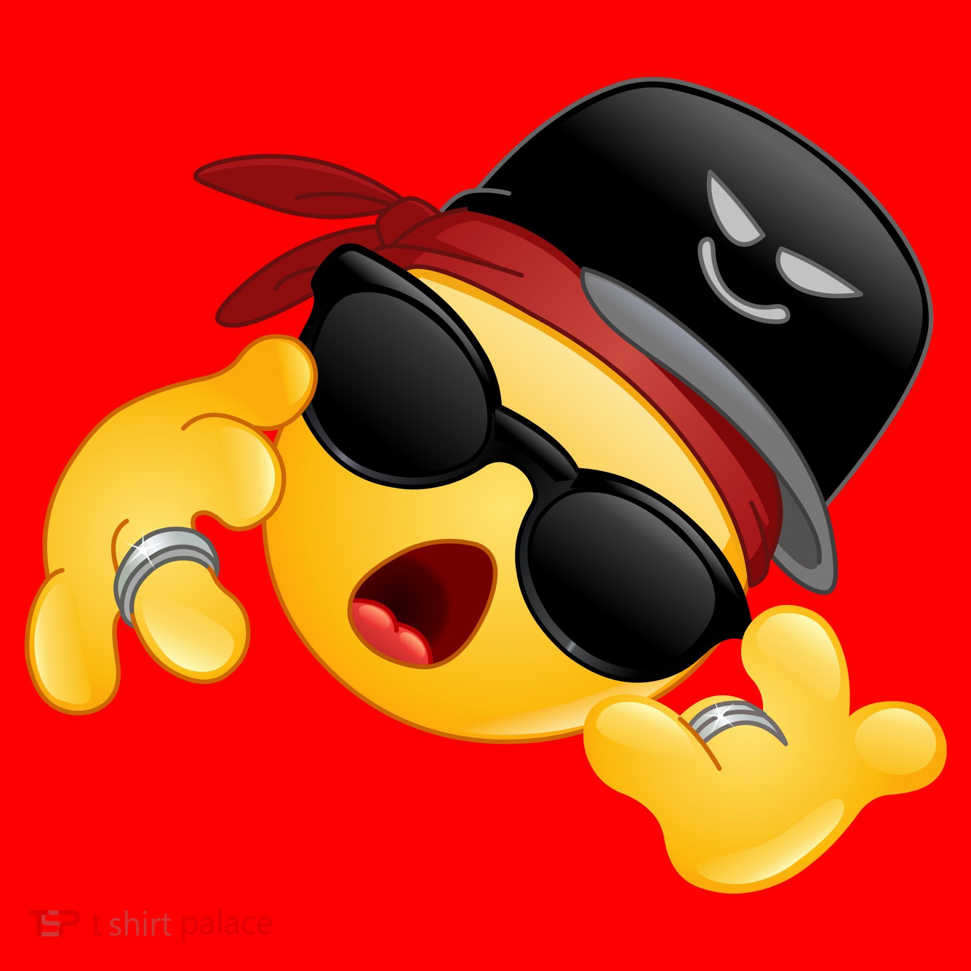 Gangster Emoji Smiley Santa Hat