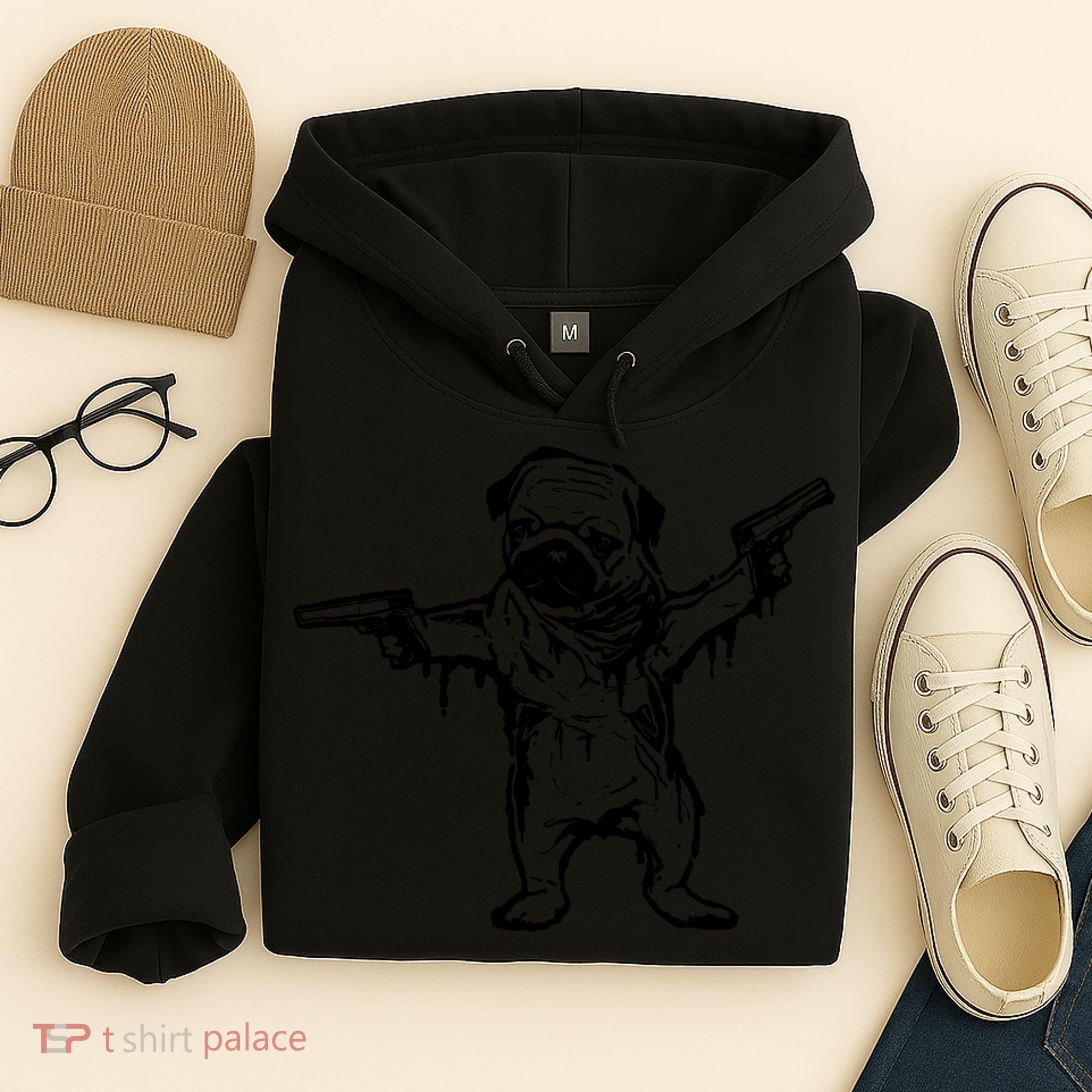 Gangster Pug With Guns Hoodie