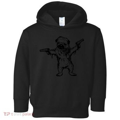 Gangster Pug With Guns Toddler Hoodie
