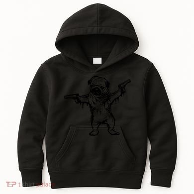 Gangster Pug With Guns Kids Hoodie