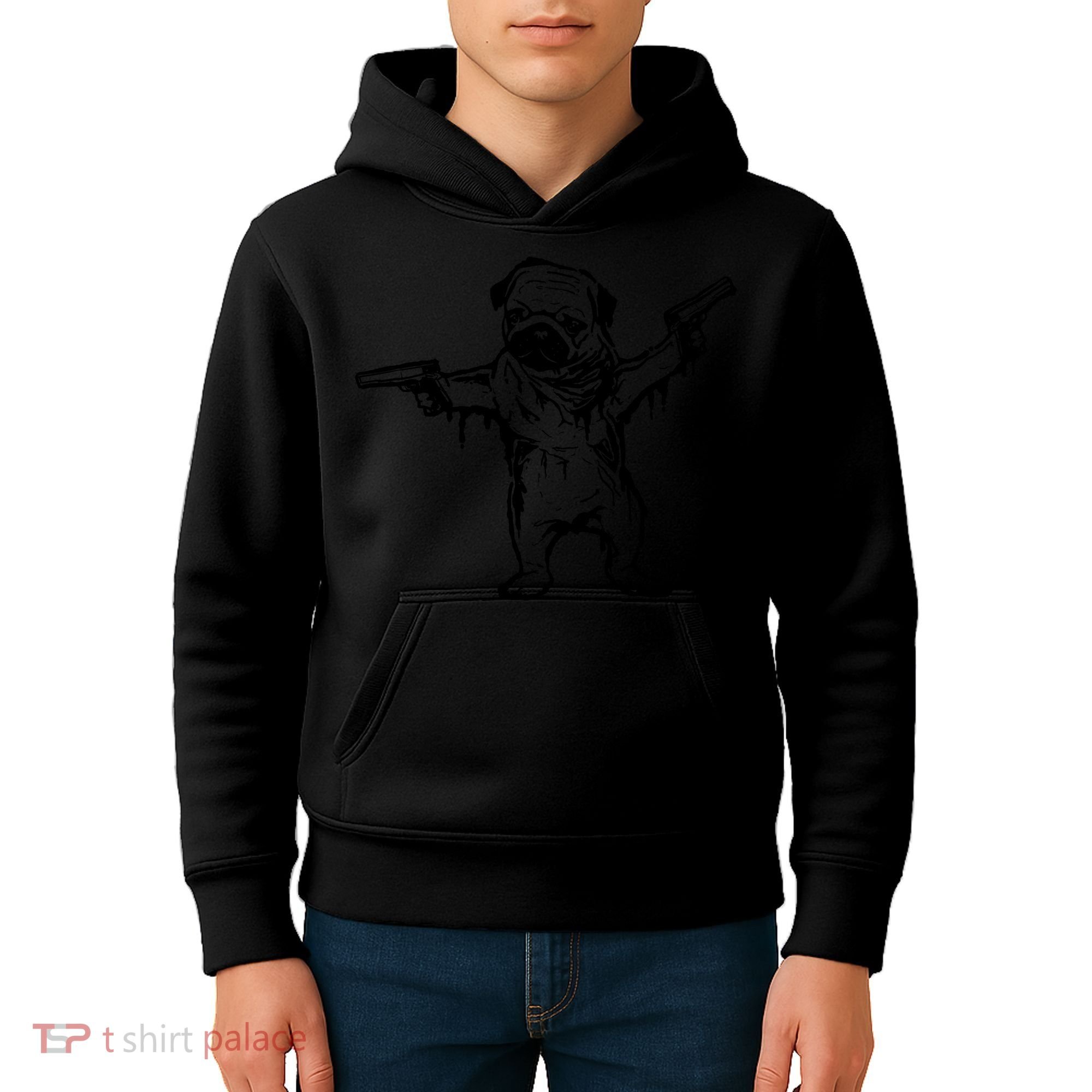 Gangster Pug With Guns Kids Hoodie