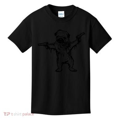 Gangster Pug With Guns Kids T-Shirt
