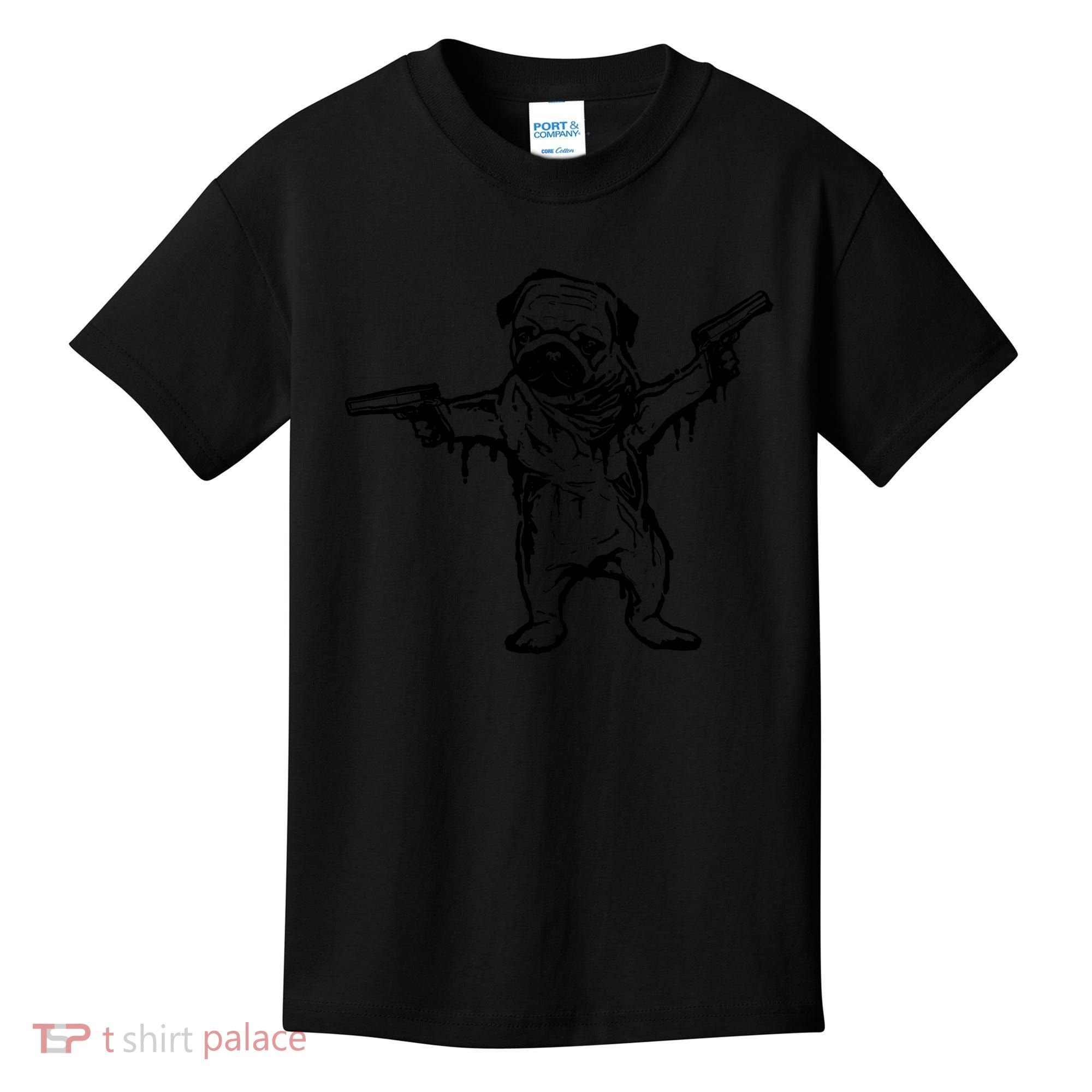 Gangster Pug With Guns Kids T-Shirt