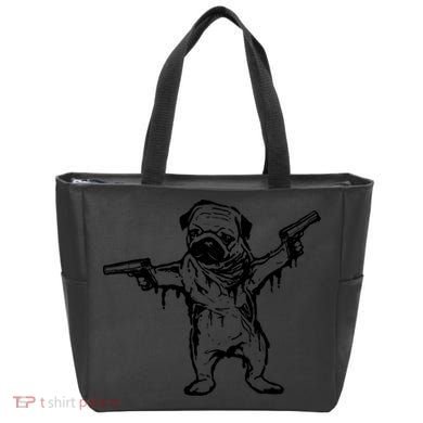 Gangster Pug With Guns Tote Bag