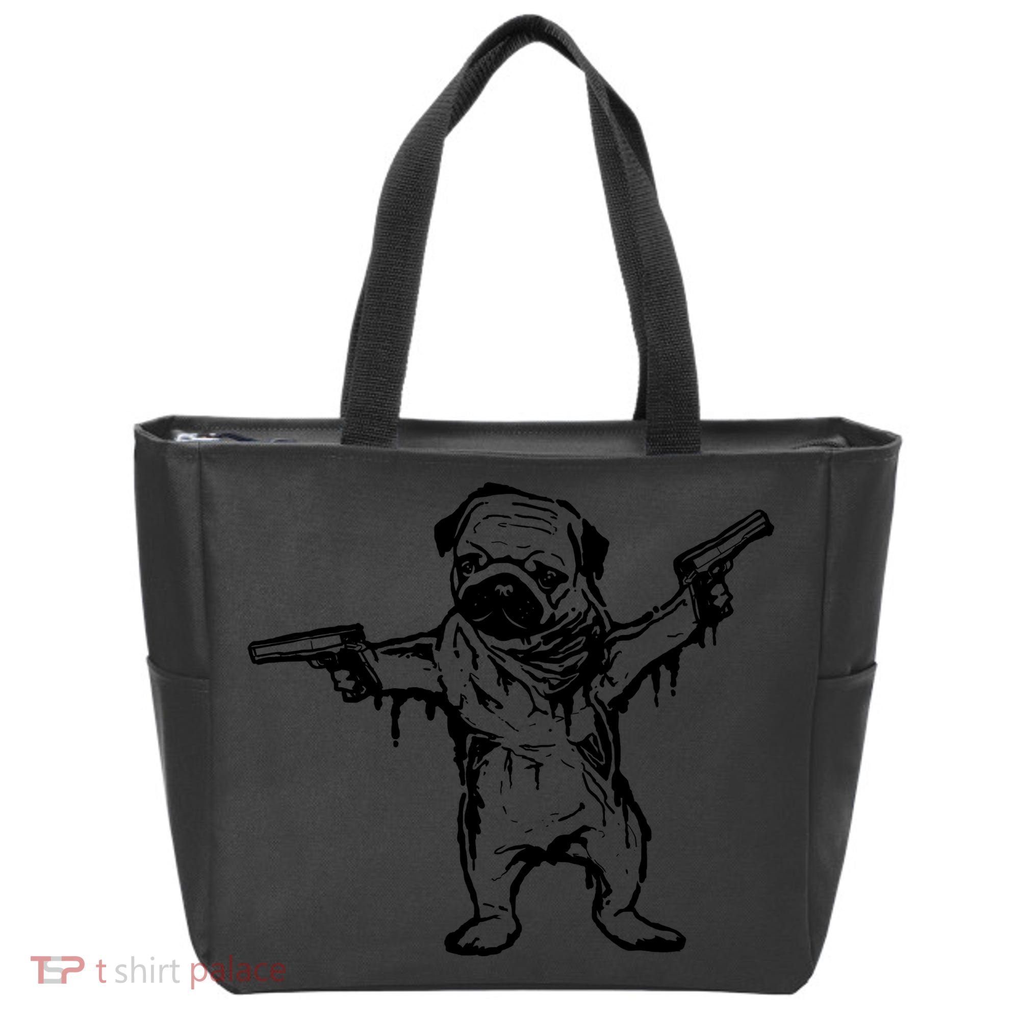 Gangster Pug With Guns Tote Bag