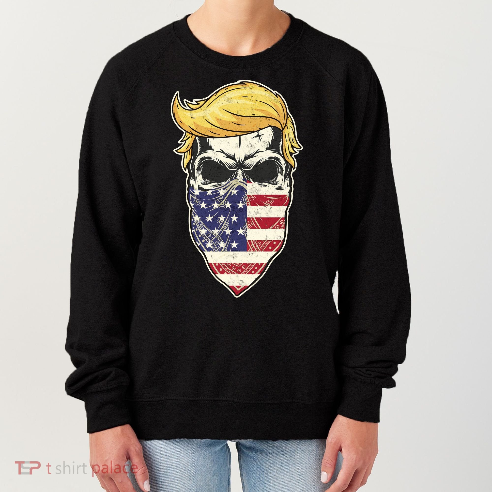 Gangster Trump USA Bandanna Skull Women's Sweatshirt