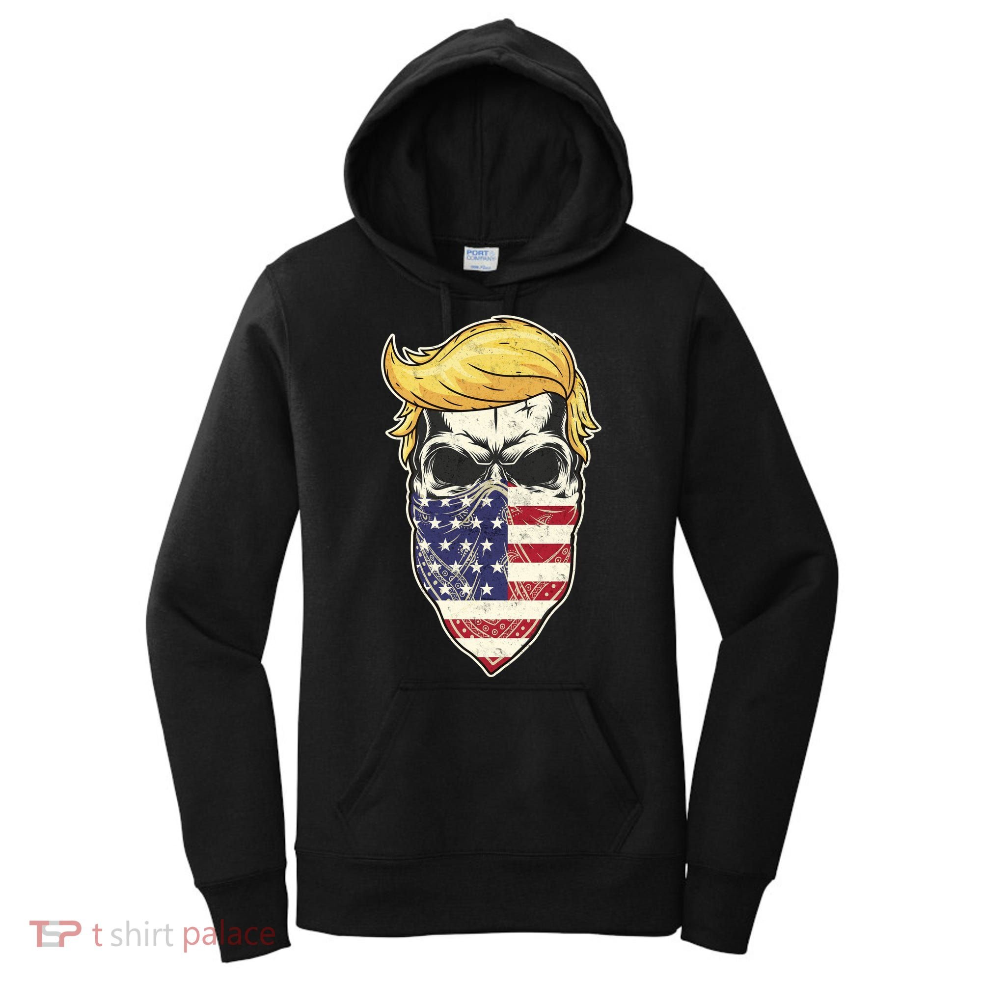 Gangster Trump USA Bandanna Skull Women's Hoodie