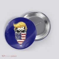 Gangster Trump USA Bandanna Skull Button thumb 0