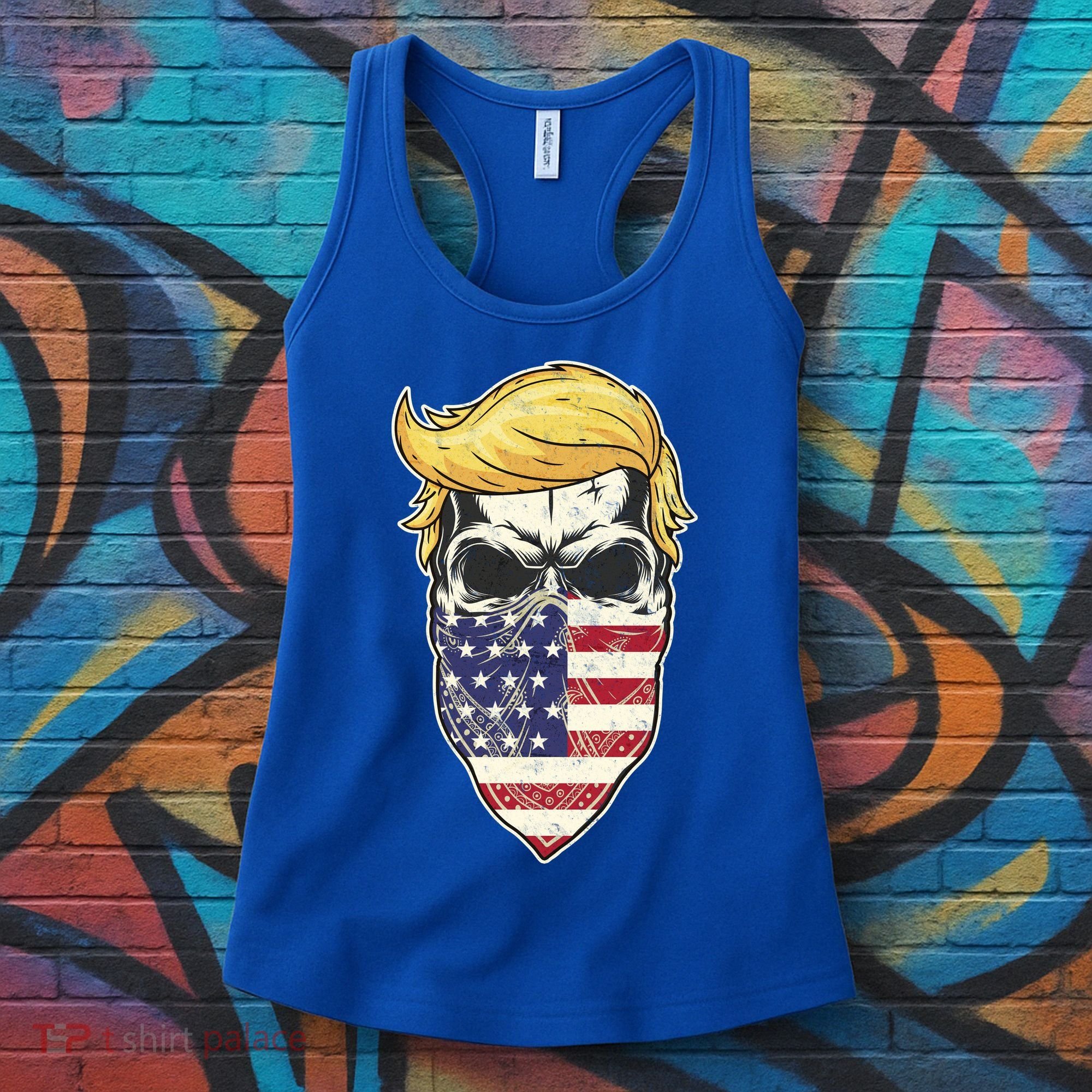 Gangster Trump USA Bandanna Skull Women's Tank Top