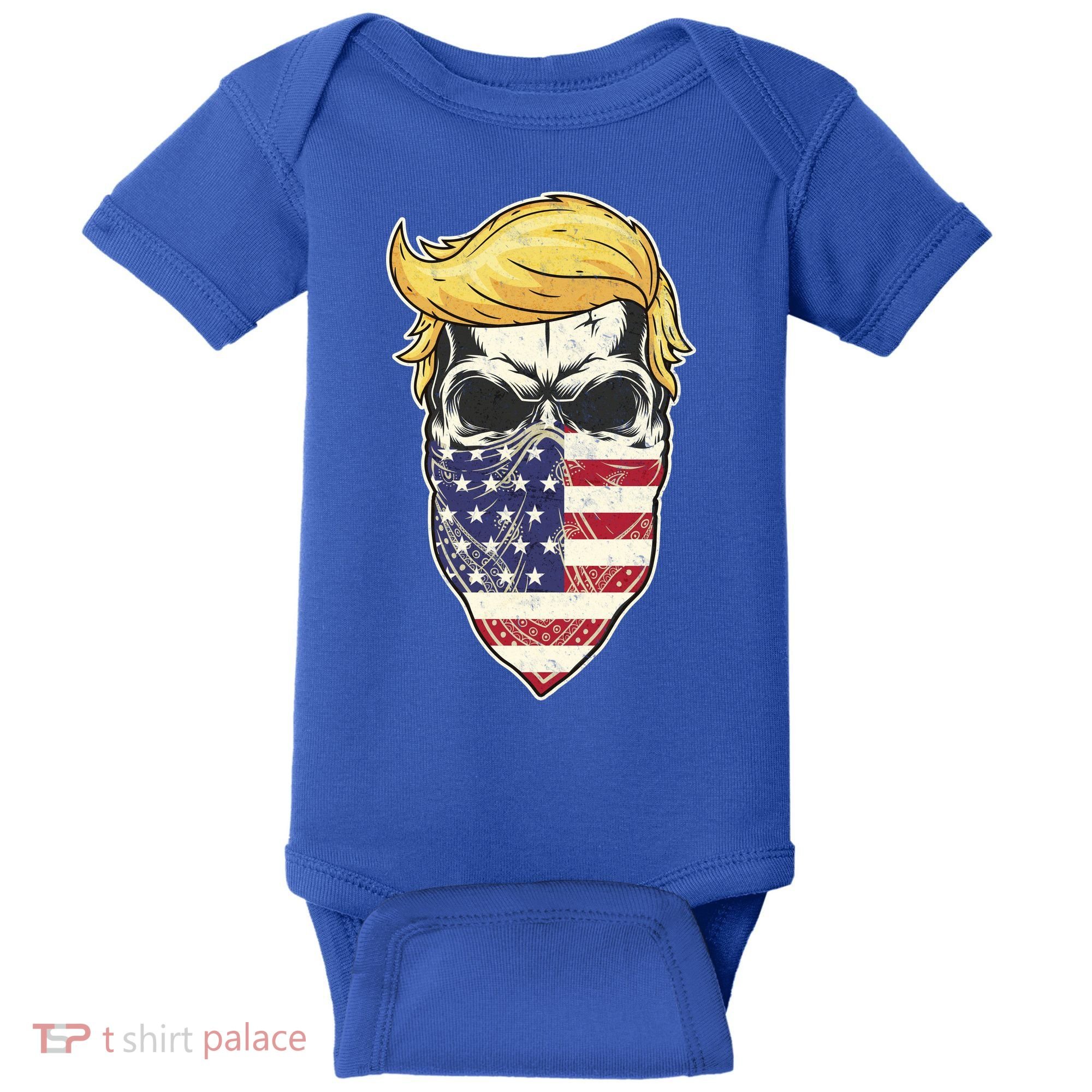 Gangster Trump USA Bandanna Skull Baby Bodysuit