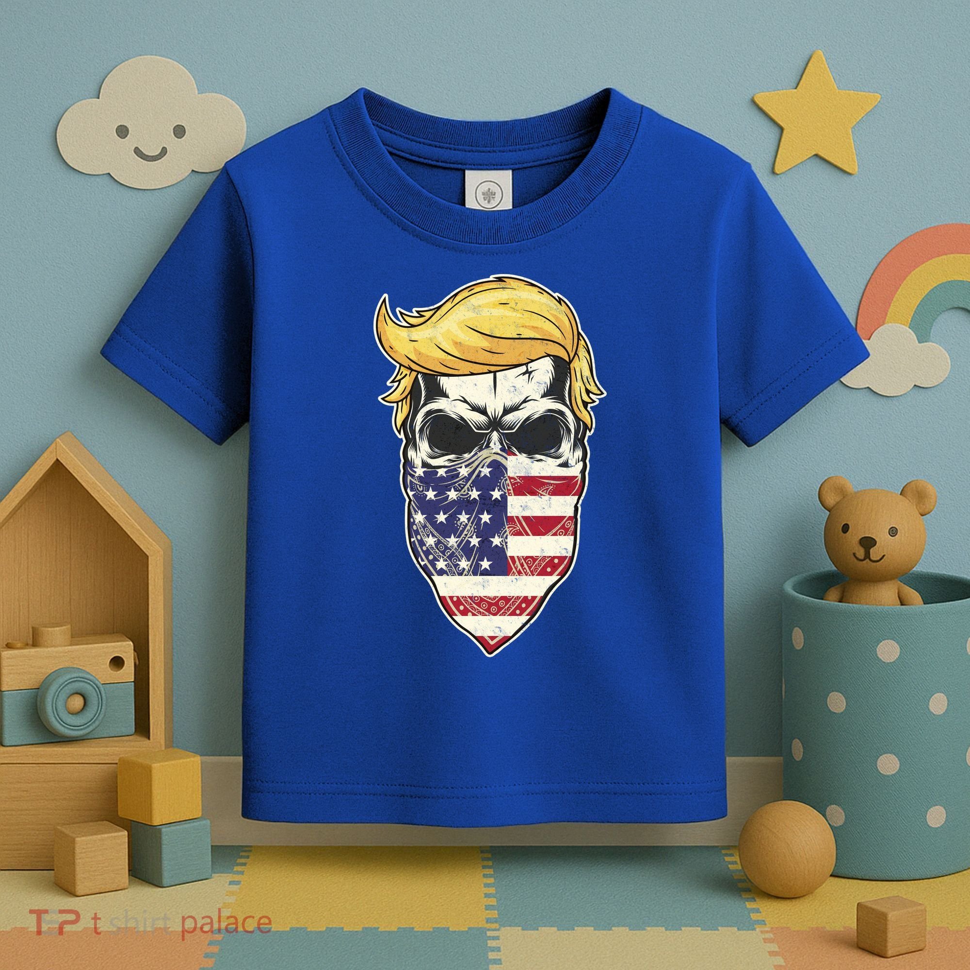 Gangster Trump USA Bandanna Skull Toddler T-Shirt