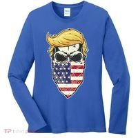Gangster Trump USA Bandanna Skull Women's Long Sleeve Shirt thumb 0