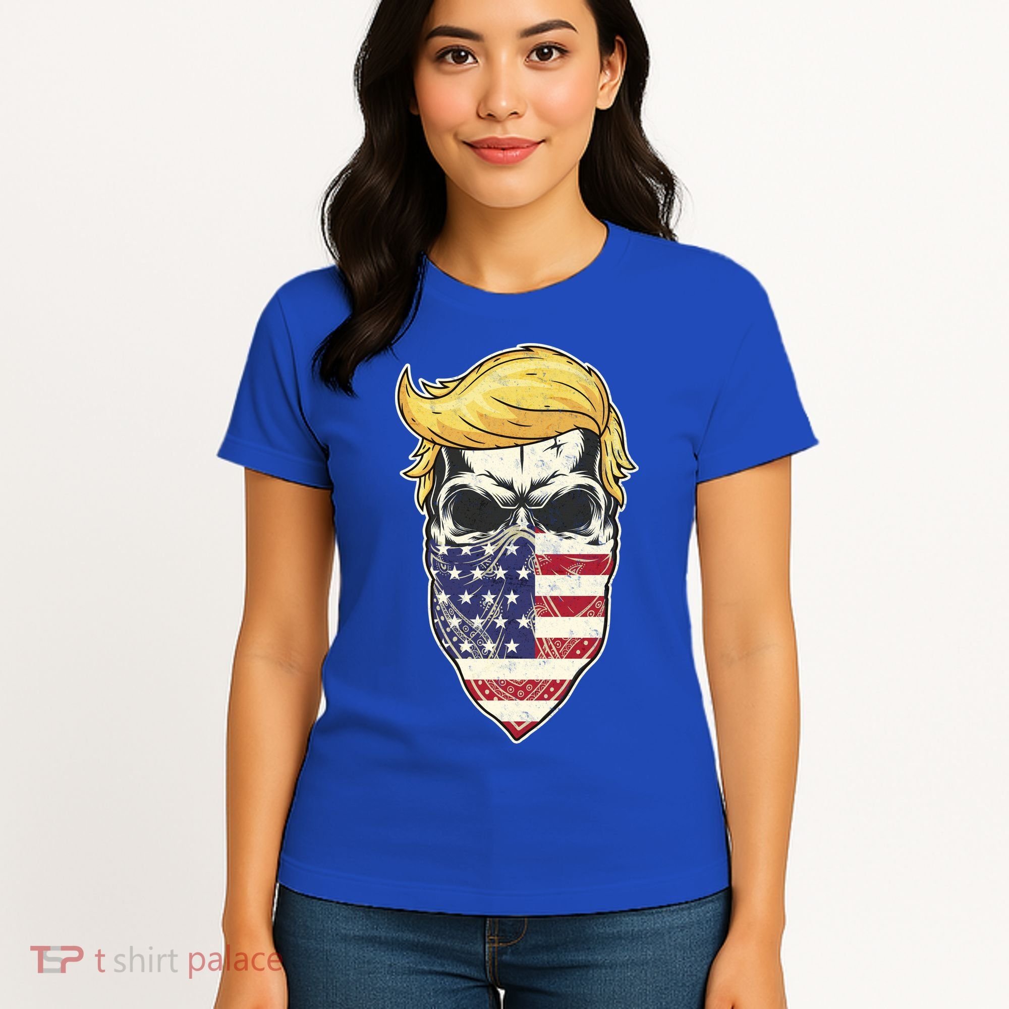 Gangster Trump USA Bandanna Skull Women's T-Shirt