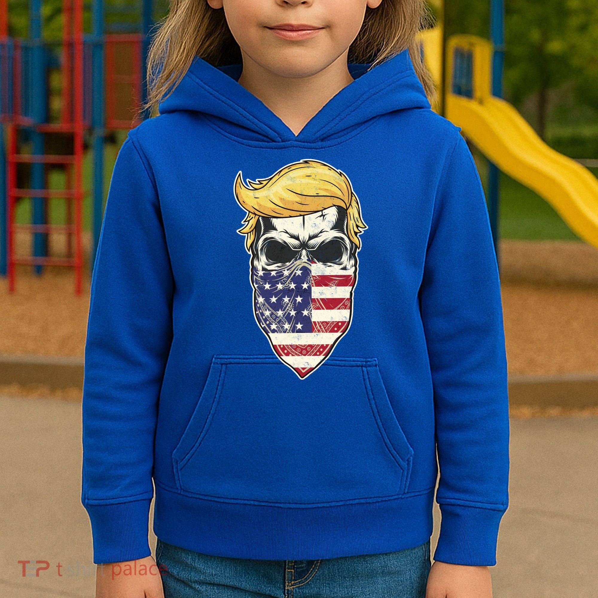 Gangster Trump USA Bandanna Skull Kids Hoodie