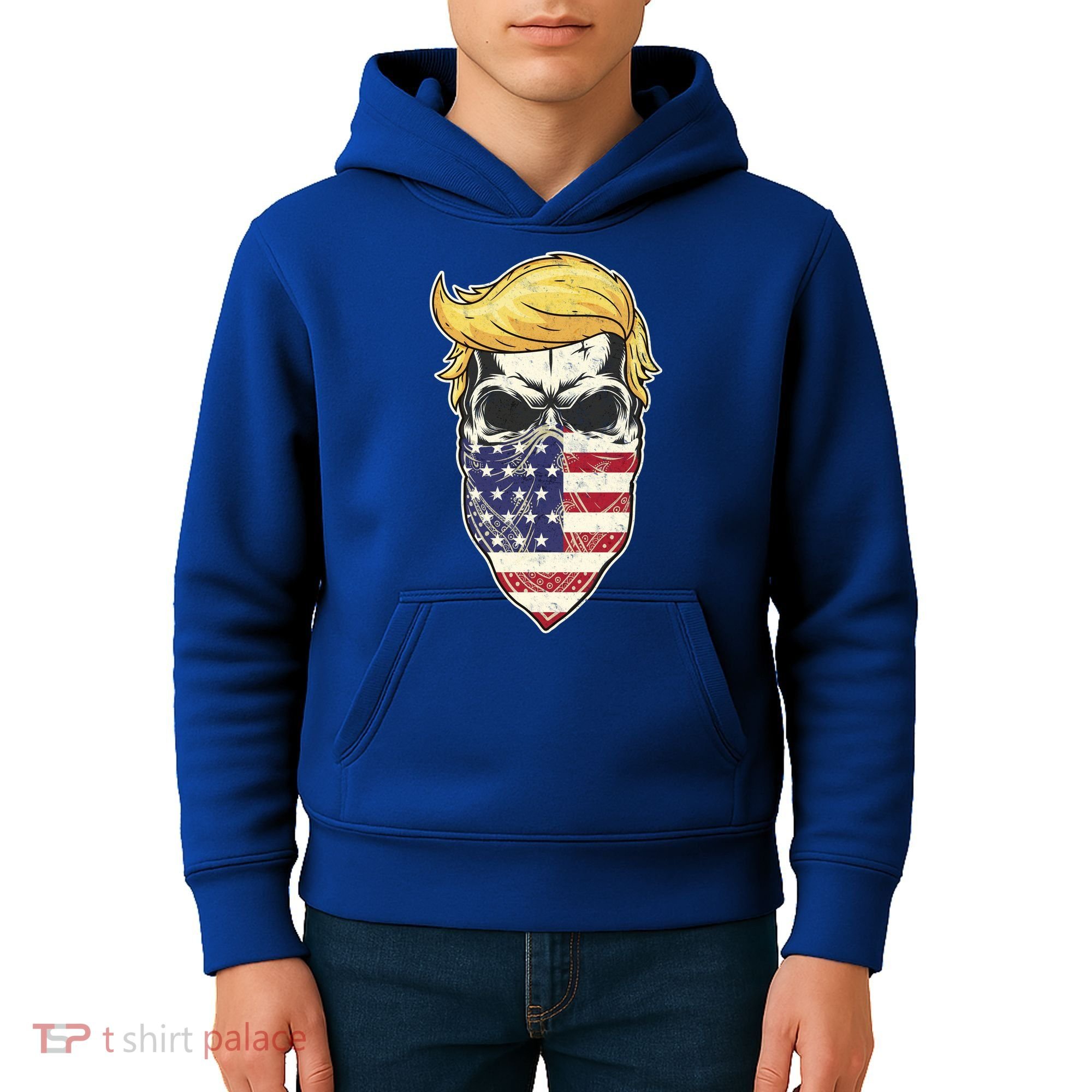 Gangster Trump USA Bandanna Skull Kids Hoodie
