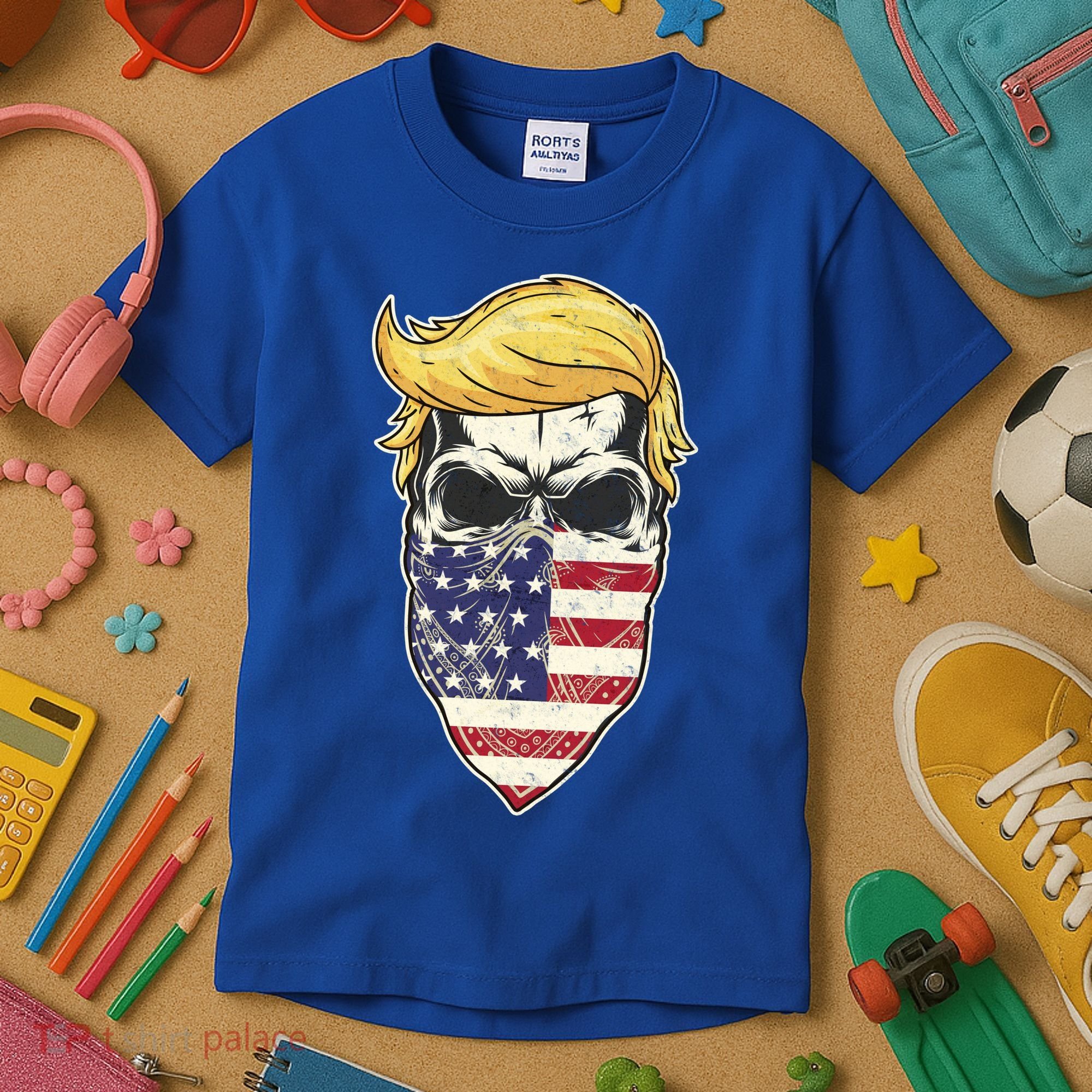 Gangster Trump USA Bandanna Skull Kids T-Shirt