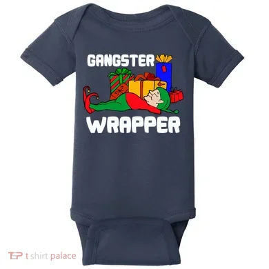 Gangster Wrapper Elf Gift Wrapping Baby Bodysuit