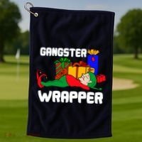 Gangster Wrapper Elf Gift Wrapping Golf Towel thumb 1