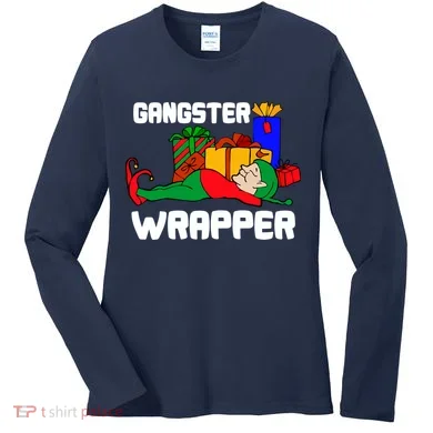Gangster Wrapper Elf Gift Wrapping Women's Long Sleeve Shirt