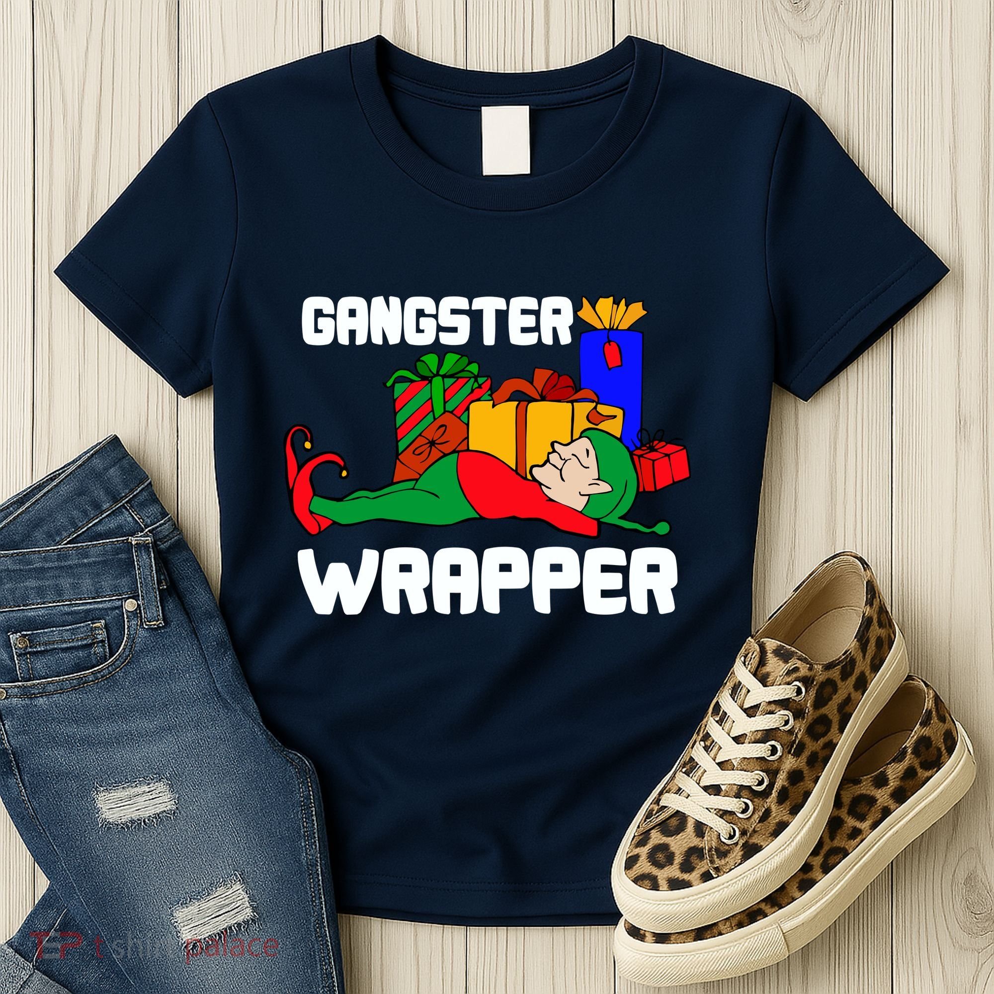 Gangster Wrapper Elf Gift Wrapping Women's T-Shirt