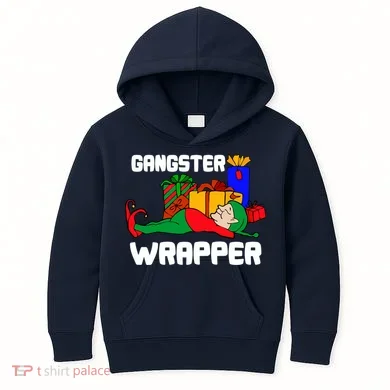 Gangster Wrapper Elf Gift Wrapping Kids Hoodie
