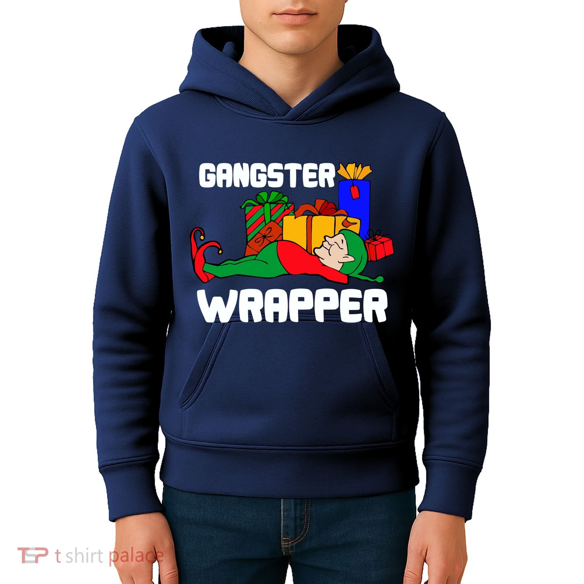 Gangster Wrapper Elf Gift Wrapping Kids Hoodie
