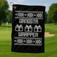 Gangster Wrapper Ugly Christmas Golf Towel thumb 1