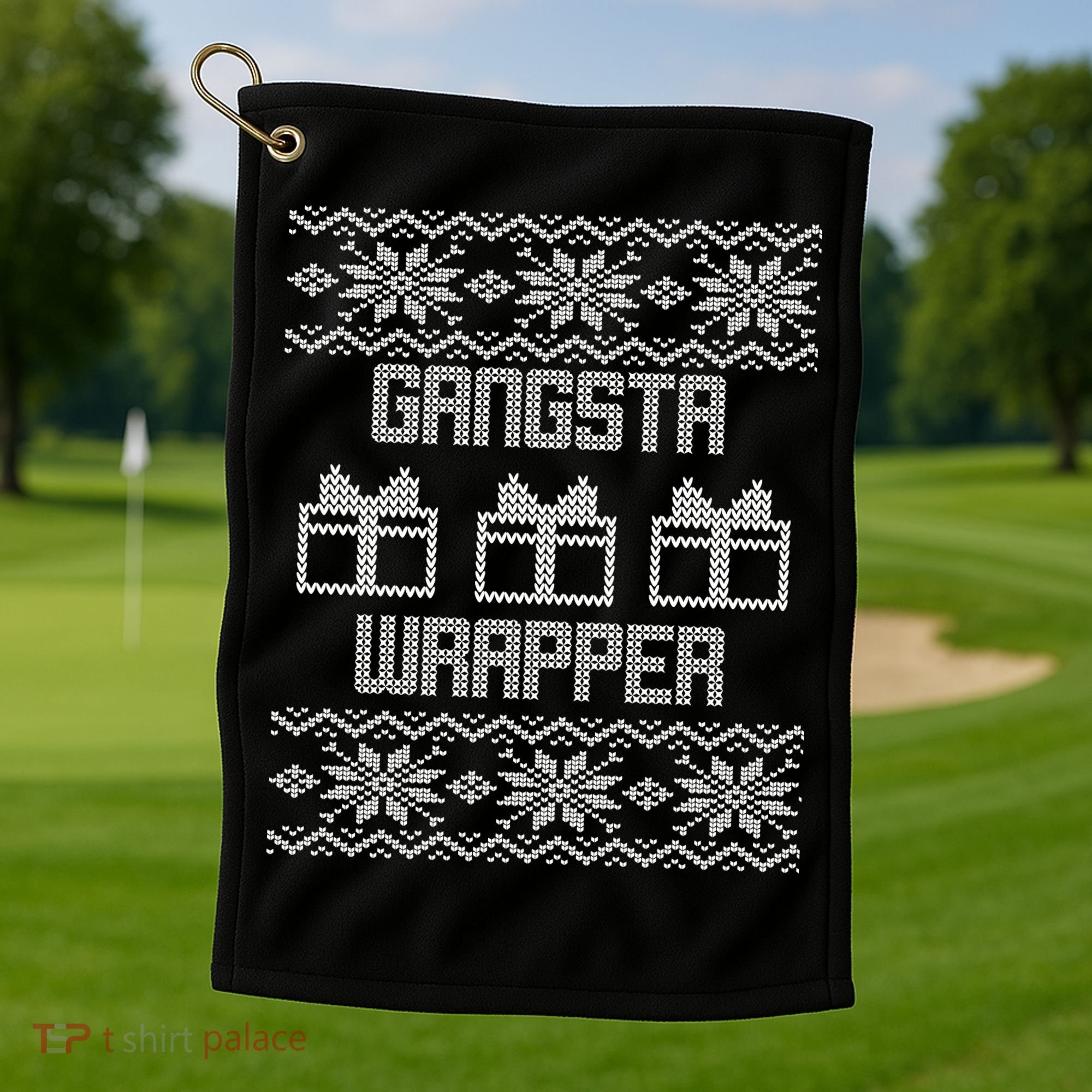 Gangster Wrapper Ugly Christmas Golf Towel