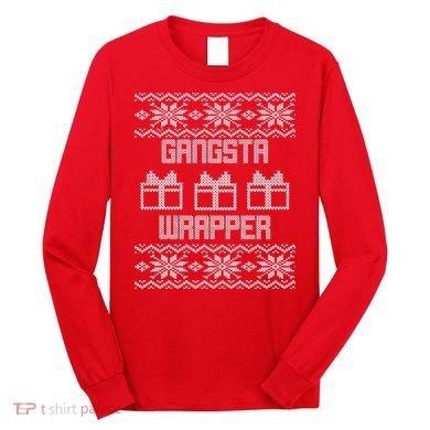 Gangster Wrapper Ugly Christmas Long Sleeve Shirt