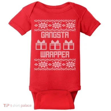 Gangster Wrapper Ugly Christmas Baby Bodysuit