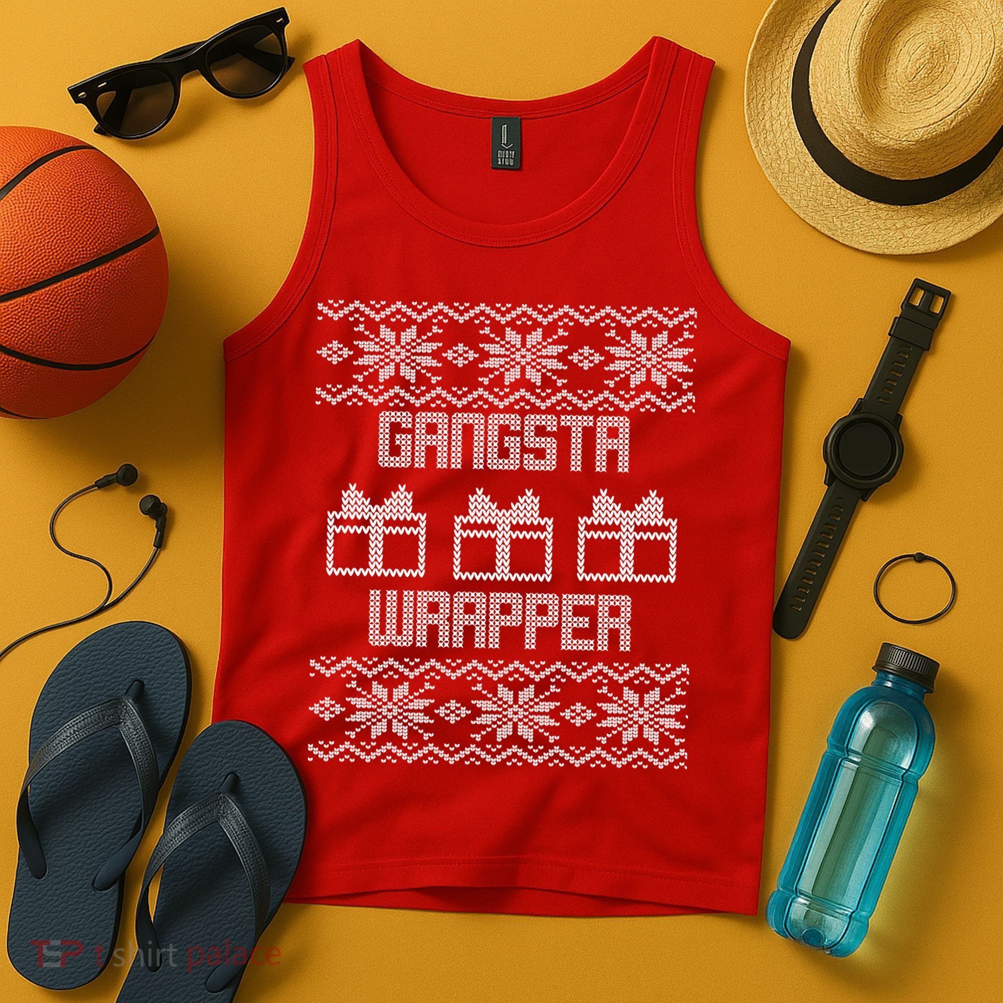 Gangster Wrapper Ugly Christmas Tank Top