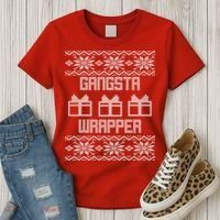 Gangster Wrapper Ugly Christmas Women's T-Shirt thumb 3