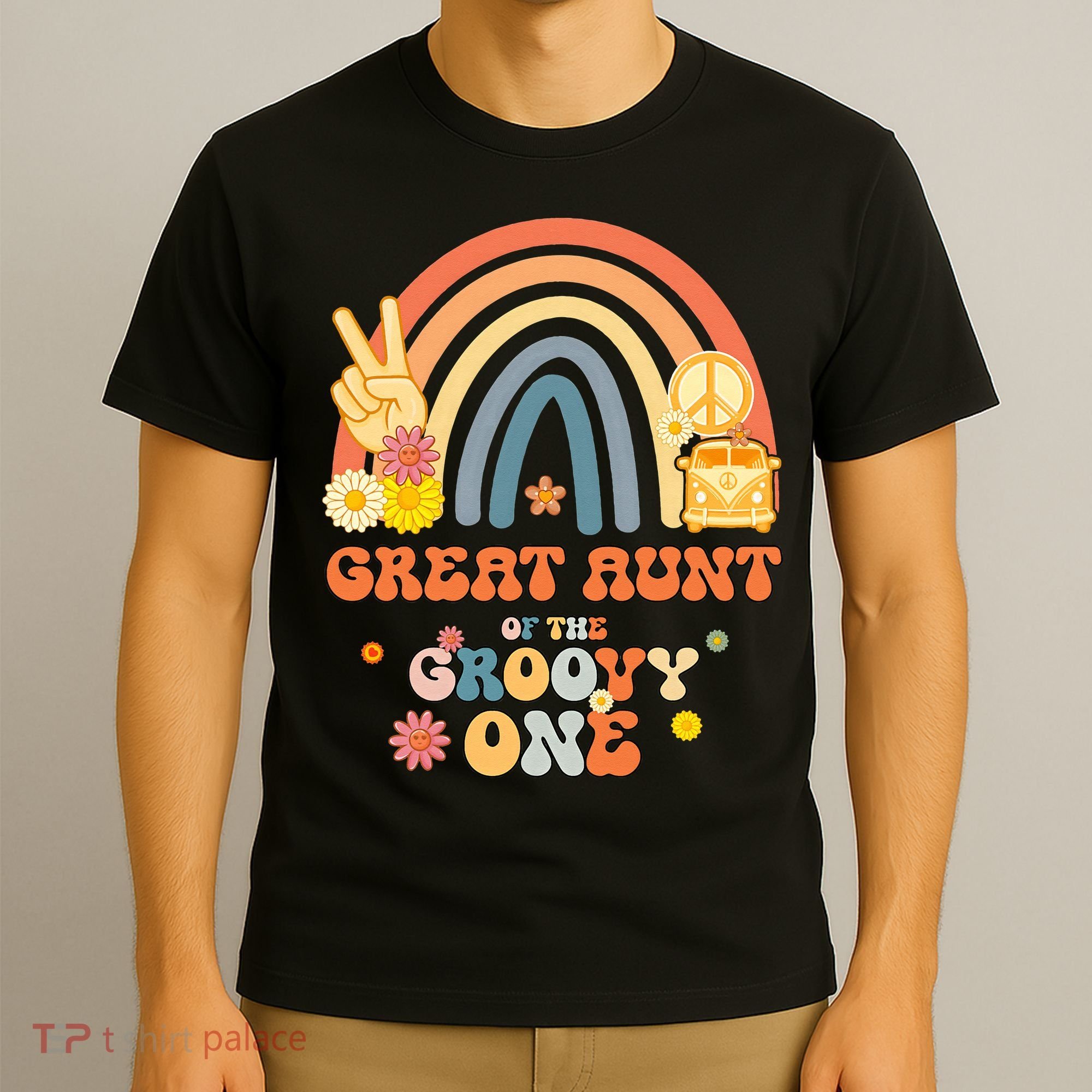 Great Aunt of the Groovy One Rainbow Boho Birthday Party T-Shirt