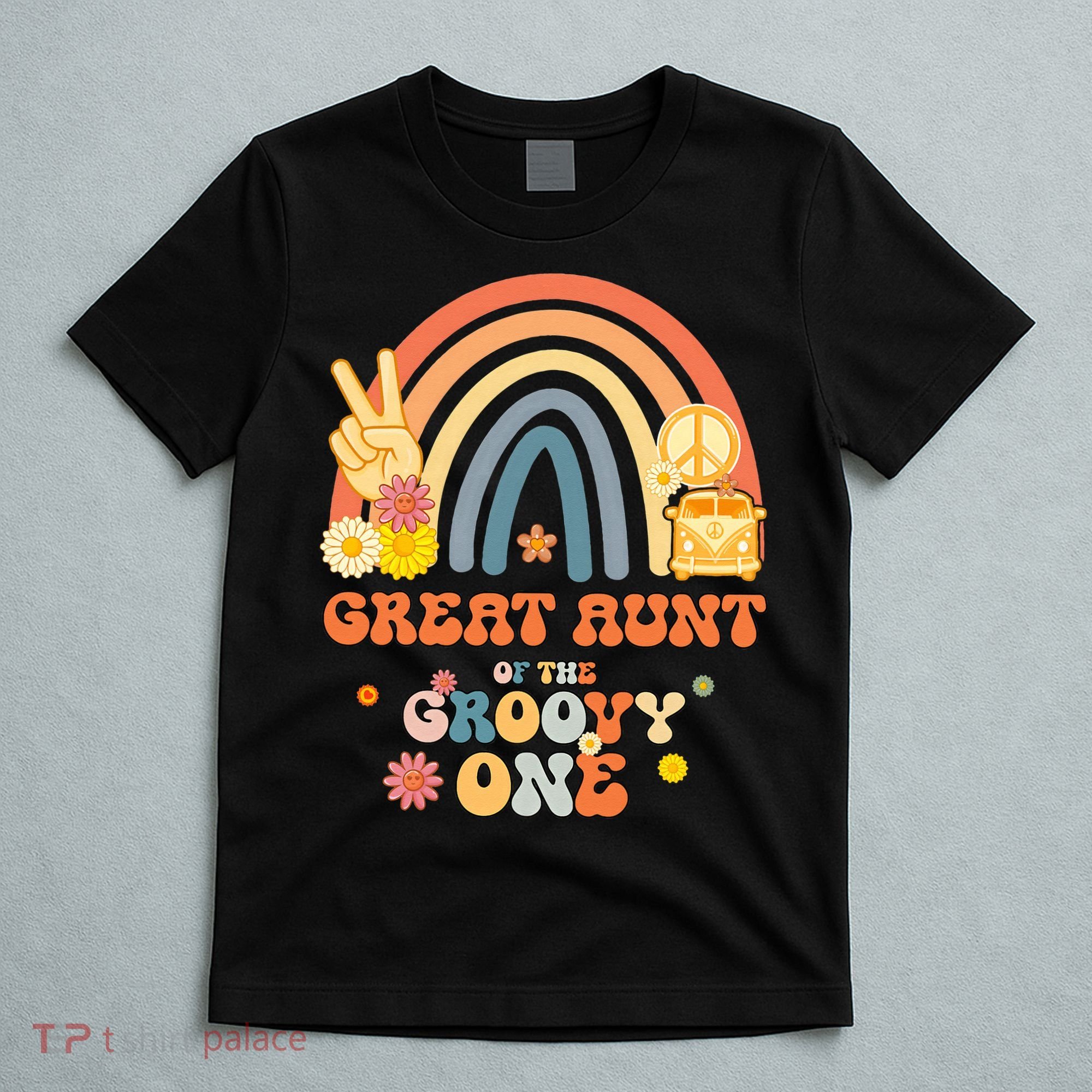 Great Aunt of the Groovy One Rainbow Boho Birthday Party T-Shirt