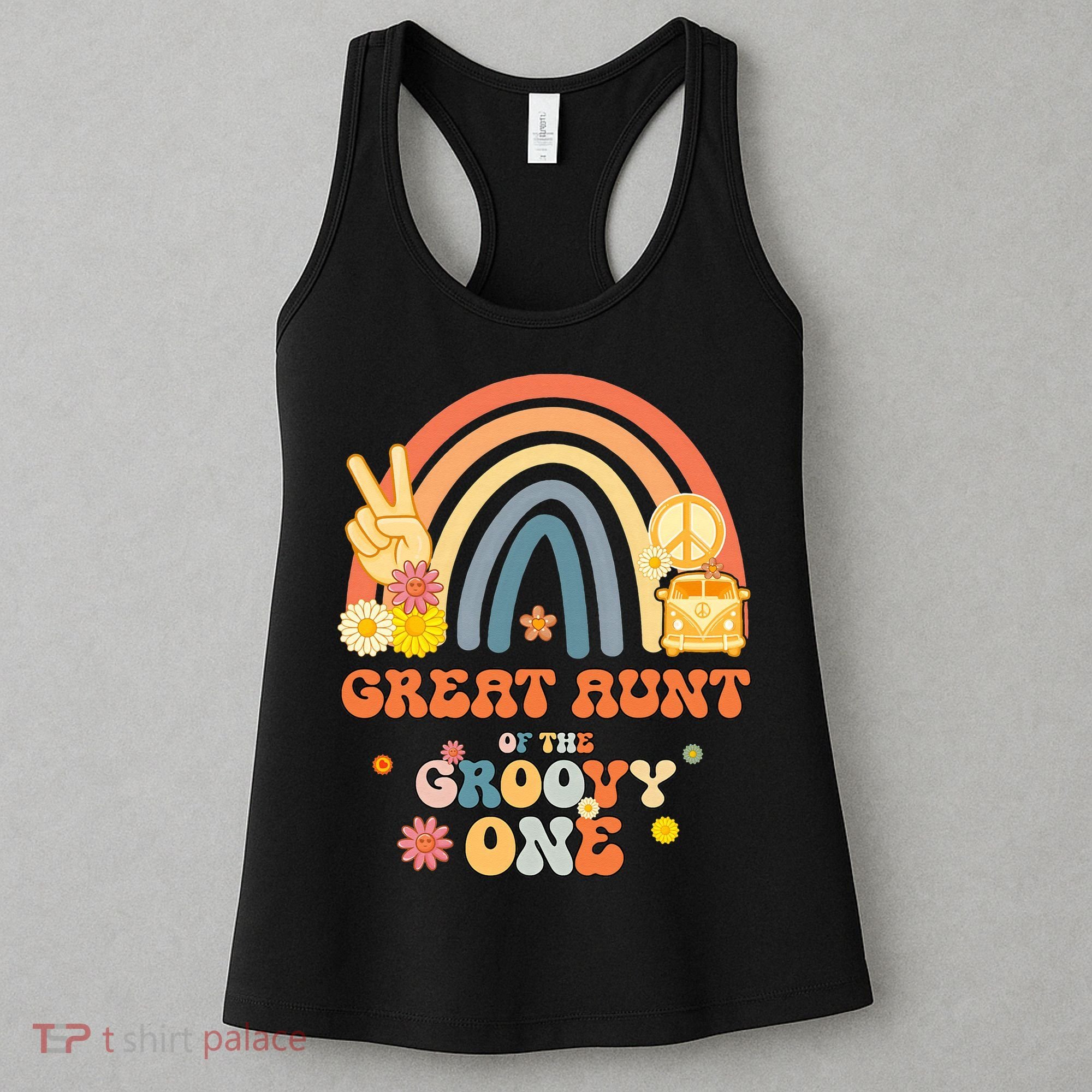 Great Aunt of the Groovy One Rainbow Boho Birthday Party Women's Tank Top
