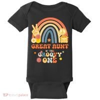 Great Aunt of the Groovy One Rainbow Boho Birthday Party Baby Bodysuit thumb 0