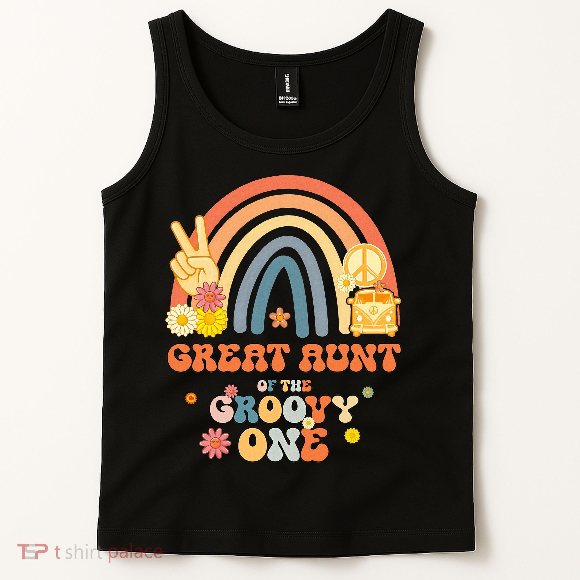 Great Aunt of the Groovy One Rainbow Boho Birthday Party Tank Top