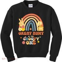 Great Aunt of the Groovy One Rainbow Boho Birthday Party Kids Sweatshirt thumb 0