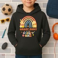 Great Aunt of the Groovy One Rainbow Boho Birthday Party Kids Hoodie thumb 2