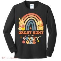 Great Aunt of the Groovy One Rainbow Boho Birthday Party Kids Long Sleeve Shirt thumb 0