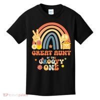 Great Aunt of the Groovy One Rainbow Boho Birthday Party Kids T-Shirt thumb 0