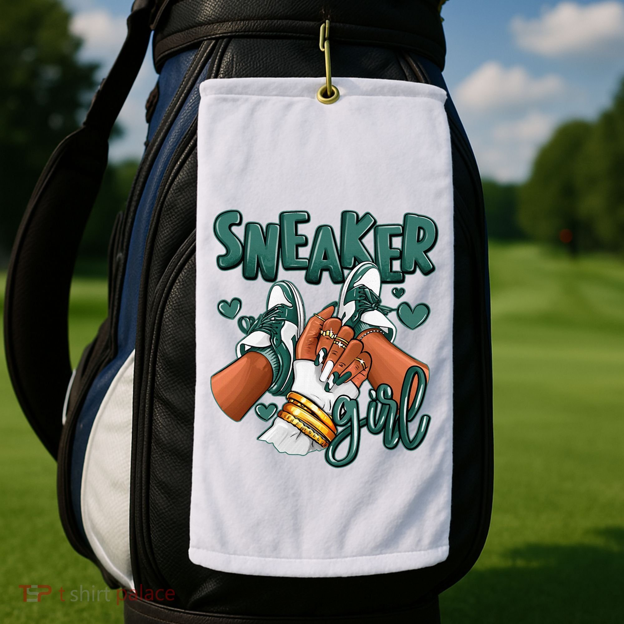 Girl Afro Oxidized Green 4s Matching Golf Towel