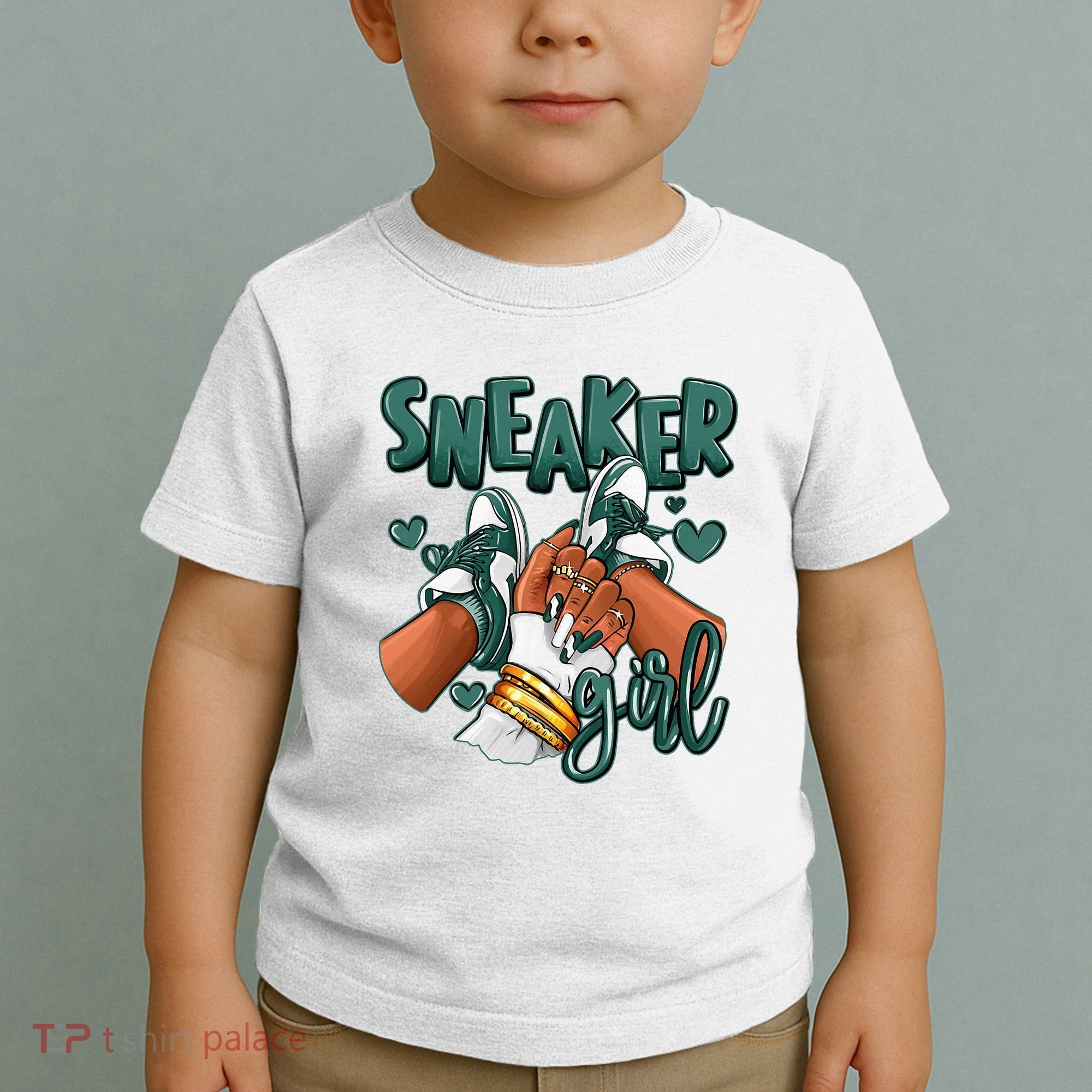 Girl Afro Oxidized Green 4s Matching Toddler T-Shirt