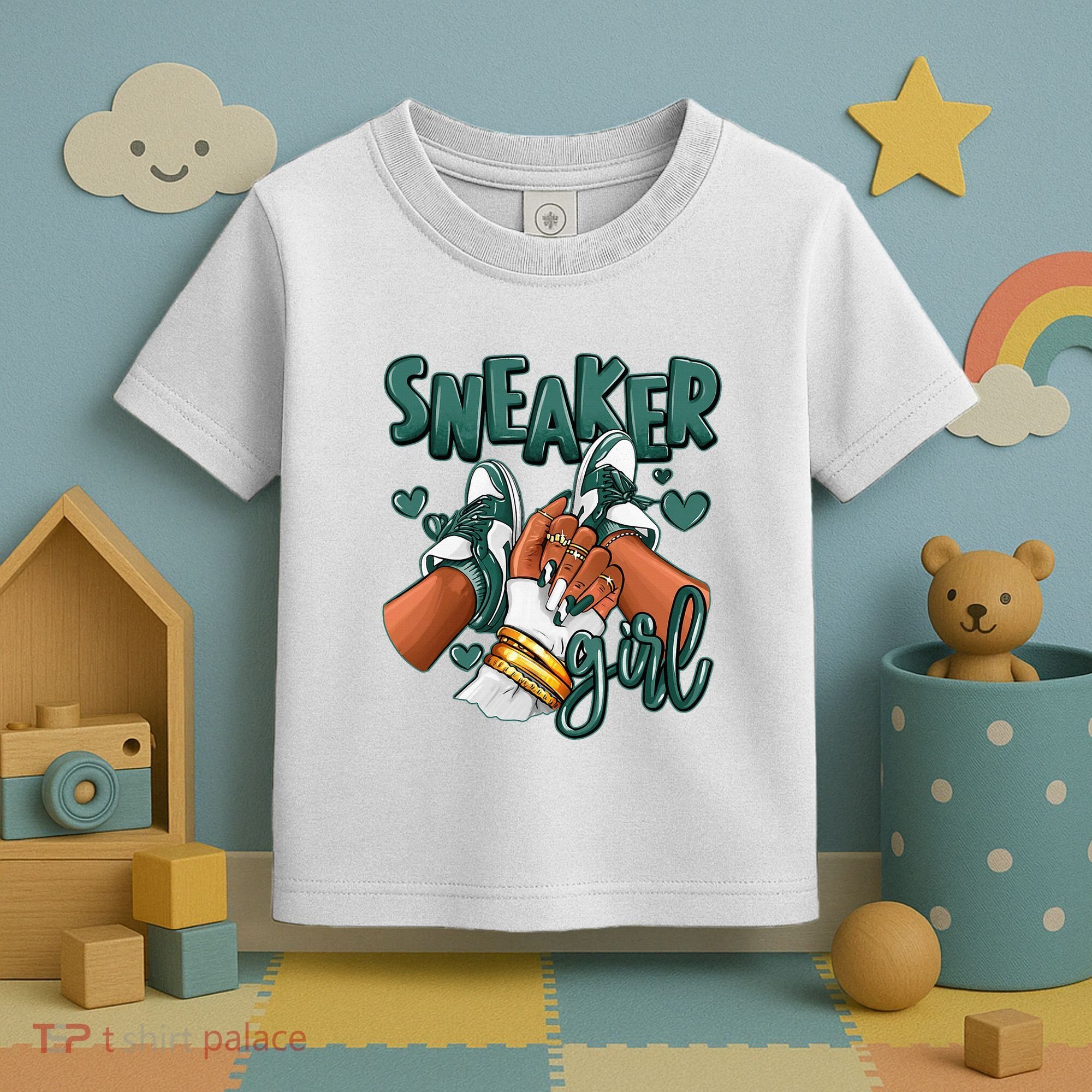 Girl Afro Oxidized Green 4s Matching Toddler T-Shirt