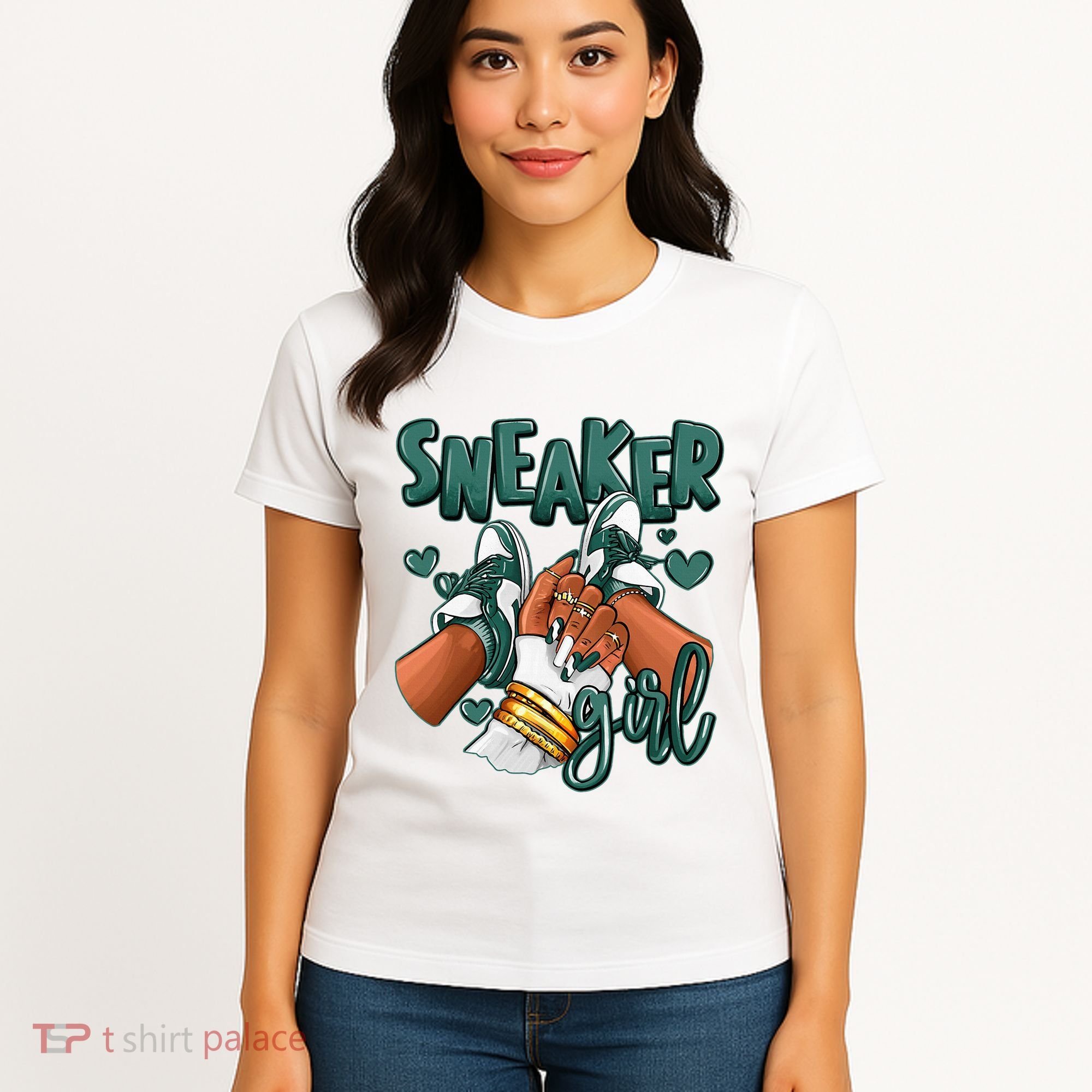 Girl Afro Oxidized Green 4s Matching Women's T-Shirt