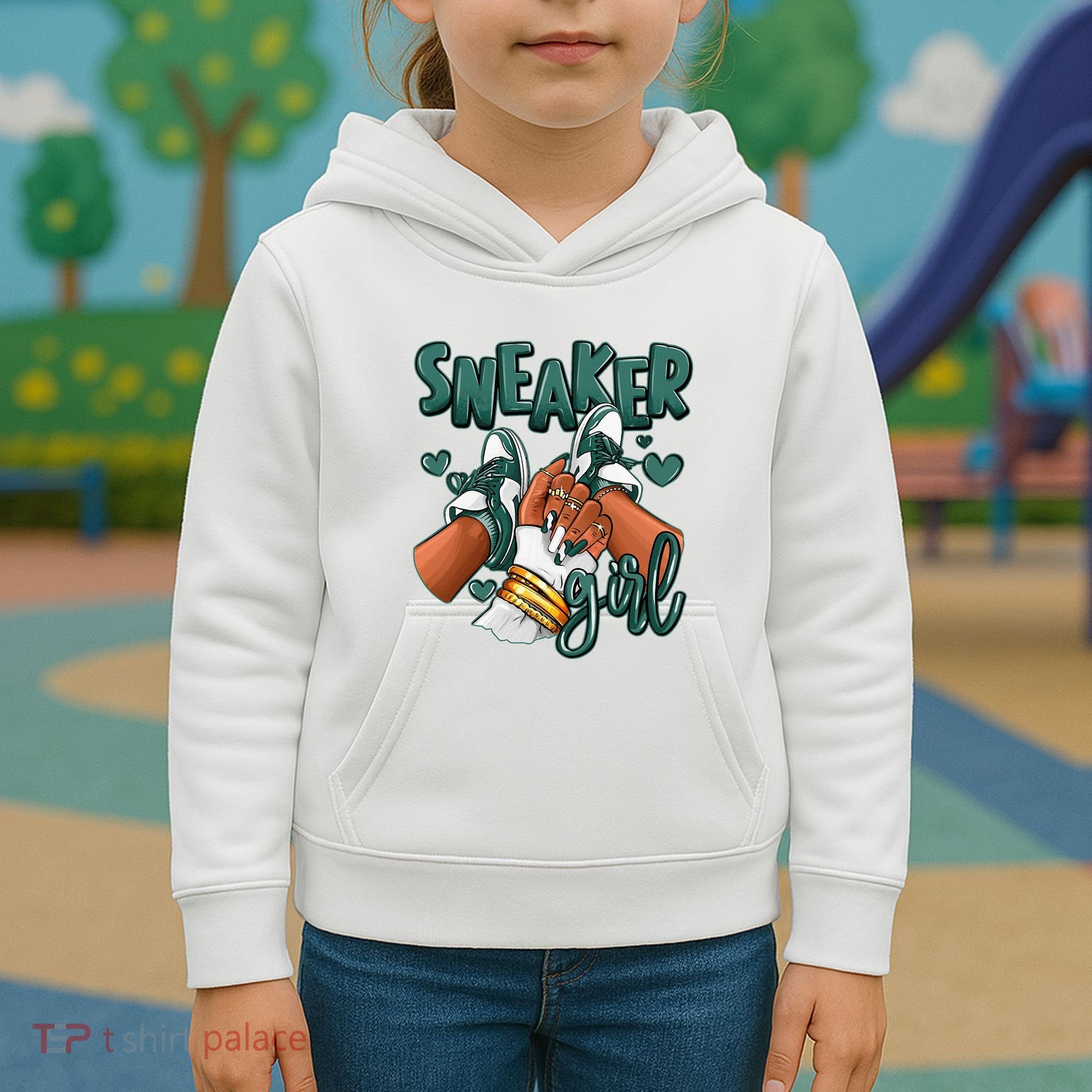 Girl Afro Oxidized Green 4s Matching Kids Hoodie