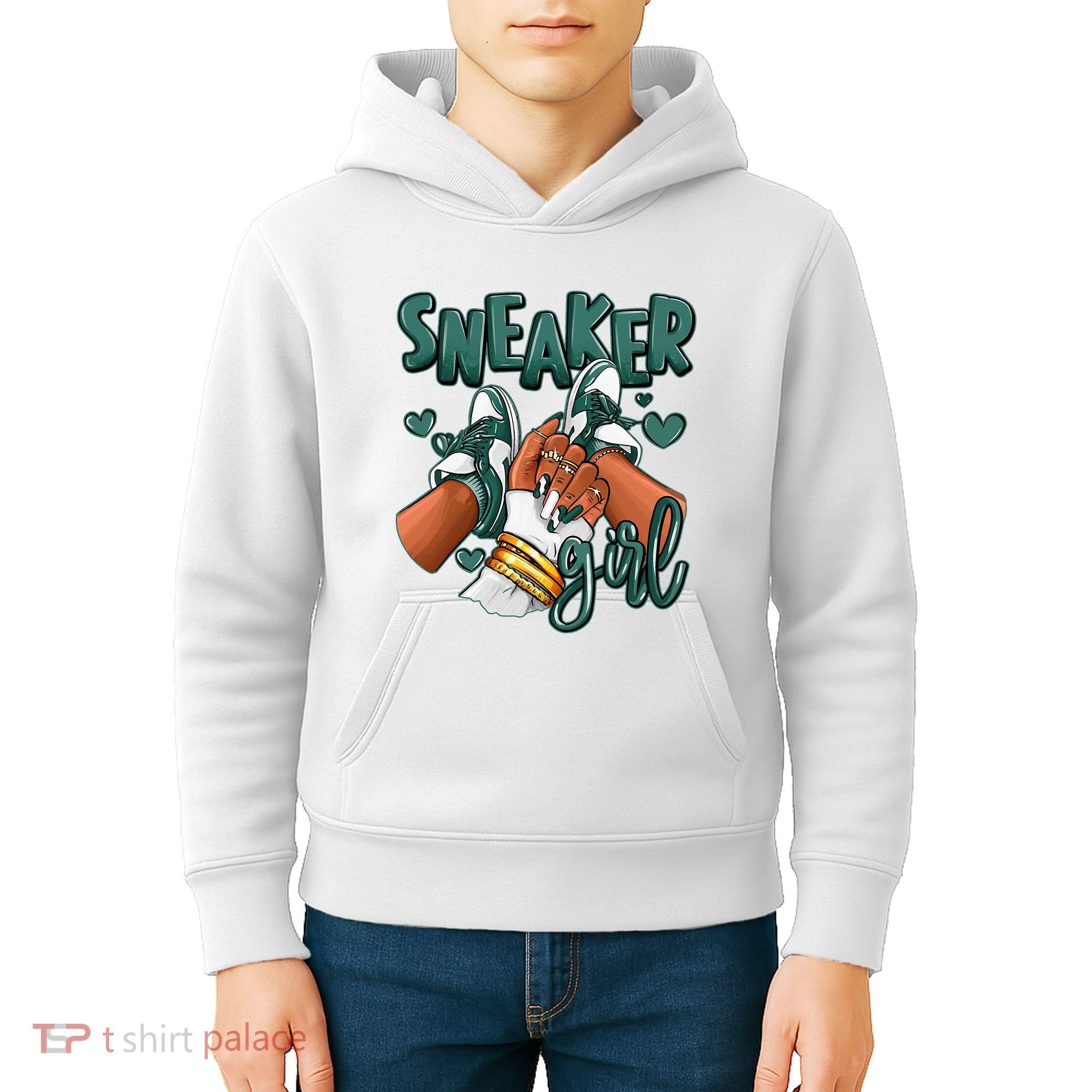 Girl Afro Oxidized Green 4s Matching Kids Hoodie
