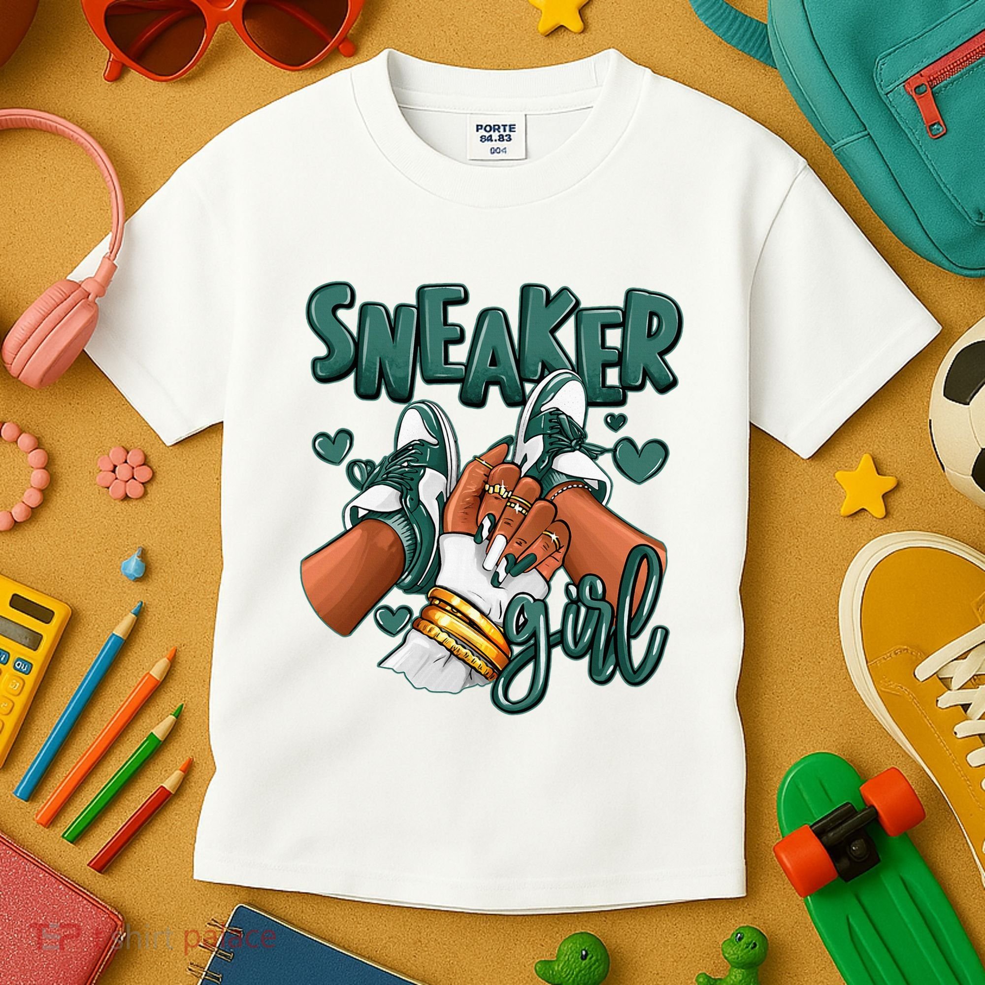 Girl Afro Oxidized Green 4s Matching Kids T-Shirt